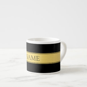Tasse Expresso Rayé de faux or en noir et fond or DIY de luxe