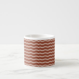 Tasse Expresso Rayure ondulée dessinée à la main Sienne rouille