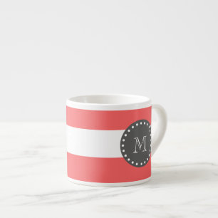 Tasse Expresso Rayures blanches de corail motif, monogramme de
