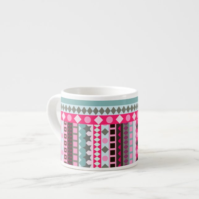 Tasse Expresso Rayures de l'amusement de la fille rose et verte (Devant gauche)