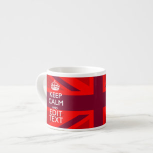Tasse Expresso Red Keep Calm Have Your Text on Union Jack Flag