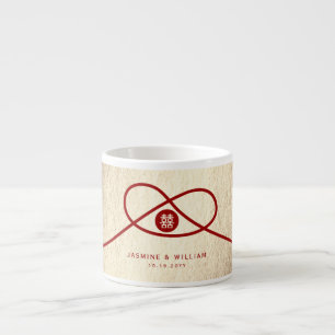 Tasse Expresso Red Knot Union Double Bonheur Mariage chinois