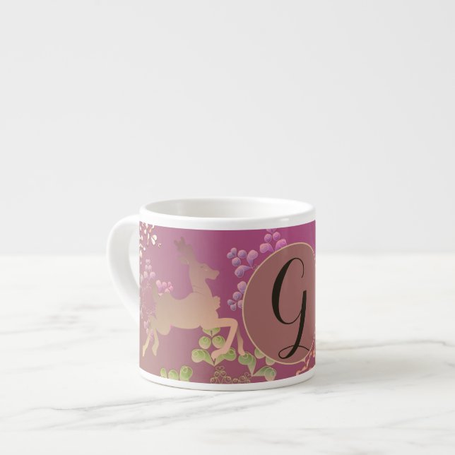 Tasse Expresso Rennes et flocons de neige pourpres (Devant gauche)