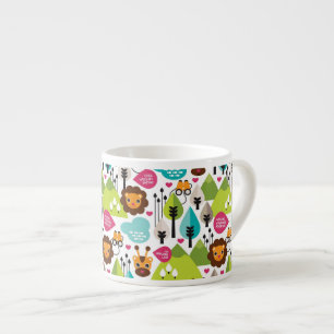 Tasse Expresso rétro faune de lion de safari d'enfants