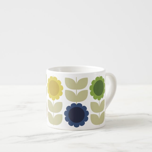 Tasse Expresso Retro Groovy Summer Flowers Stems (Devant droit)