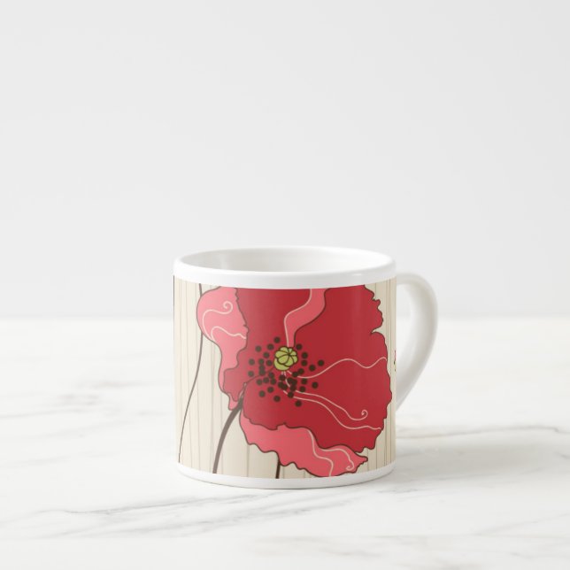 Tasse Expresso Rétro motif de pavots (Devant droit)
