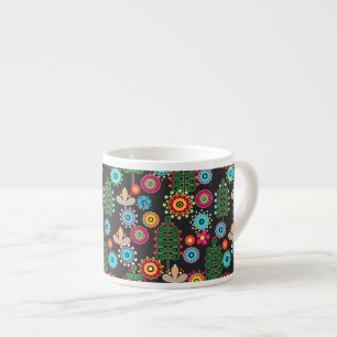 Tasse Expresso Rétro, motif floral