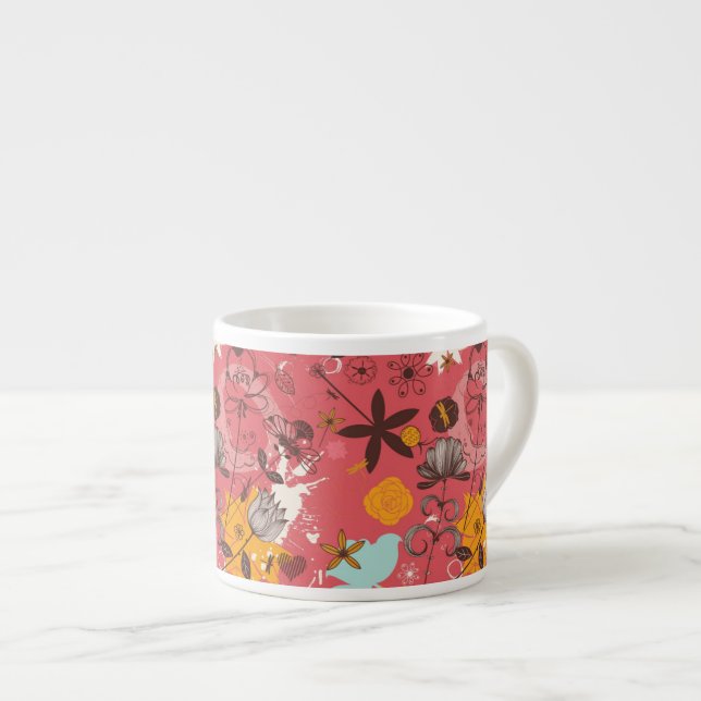 Tasse Expresso Rétro motif floral 7 (Devant droit)