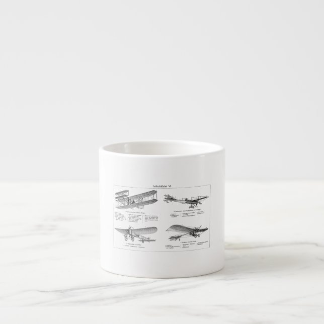 Tasse Expresso Rétros vieux avions d'antiquité de biplan d'avion (Devant)