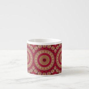 Tasse Expresso Rosaces Mandala Rouge Or Jaune