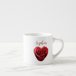 Tasse Expresso Rose rouge en forme de coeur -