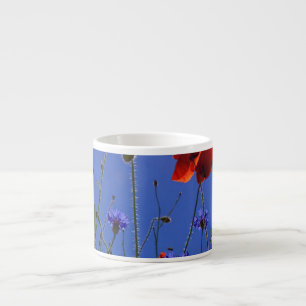 Tasse Expresso roses rouges et violets embrassant un ciel et un s