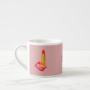 Tasse Expresso Rouge rouge à lèvres sur la langue avec personnali