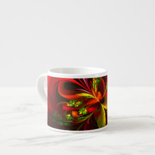 Tasse Expresso Rouge vert moderne Floral Abstrait Art Motif #05