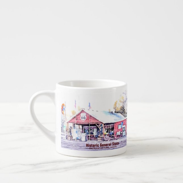 Tasse Expresso Route historique 66 Arizona General Store Aquarell (Gauche)