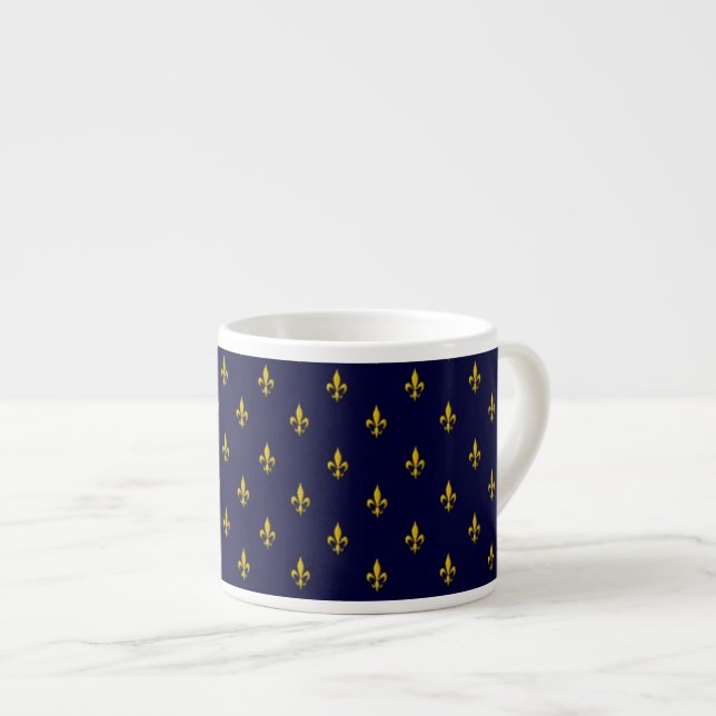 Tasse Expresso Royal Blue Fleur De Lis Pattern (Devant droit)