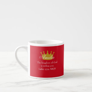 Tasse Expresso Royaume de Dieu Nom de verset biblique et couronne