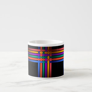 Tasse Expresso Rubans de soie lignes fond noir motif luxe