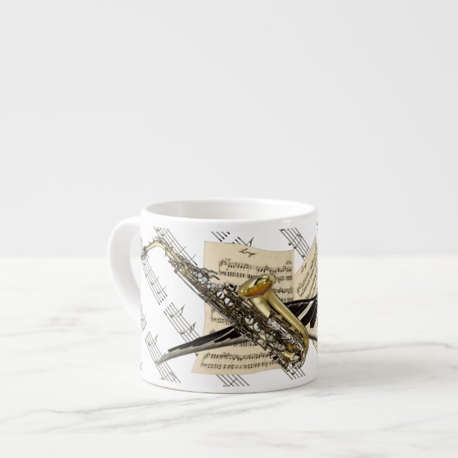 Tasse Expresso Saxophone et musique de piano (Devant gauche)
