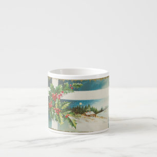 Tasse Expresso Scène de Noël Hiver de neige blanche