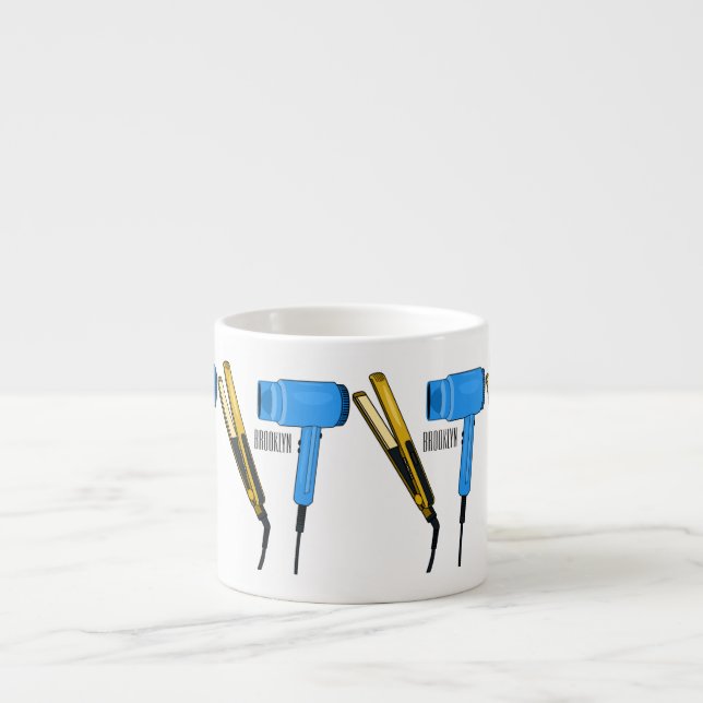 Tasse Expresso Sèche-cheveux & lisseuse-cheveux illustration (Devant)