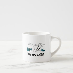 Tasse Expresso Ski Vous Plus Tard Station De Ski Scène D'Hiver