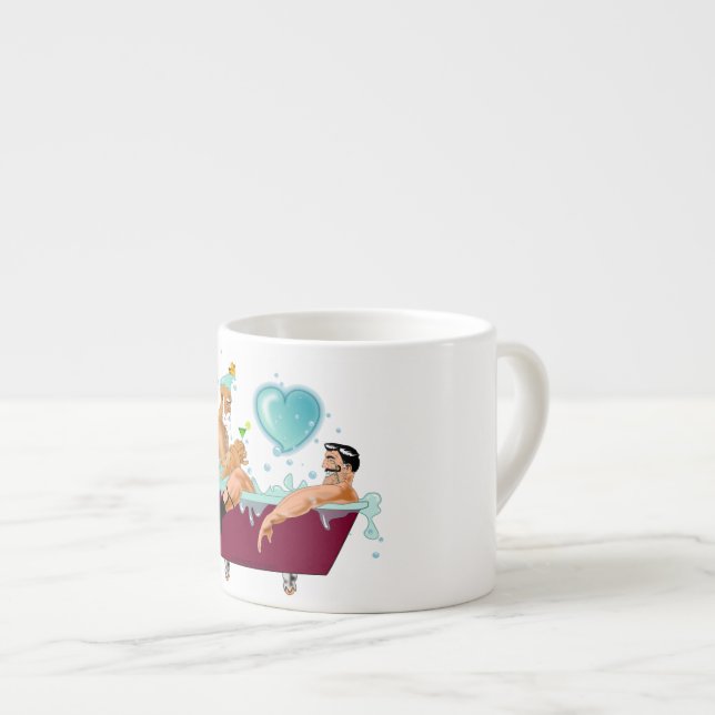 Tasse Expresso SlipperyJoe's deux gays hommes aiment la baignoire (Devant droit)