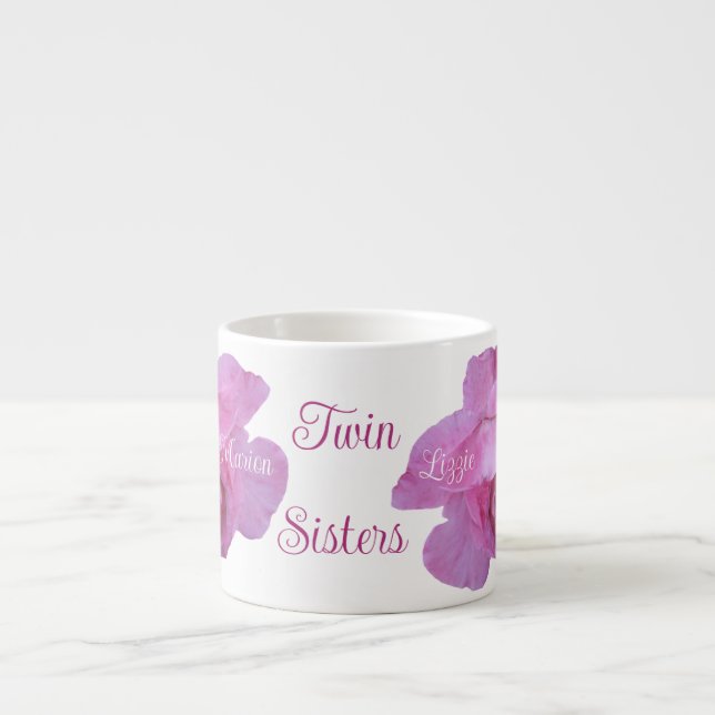 Tasse Expresso Soeurs jumelles mignonnes Gemini joli rose roses f (Devant)