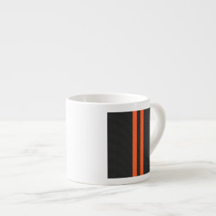 Tasse Expresso Sportif Vibrant Orange Stripes Carbone Fibre Style