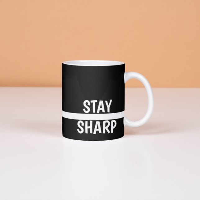 Tasse Expresso Stay Sharp Motivational Coffee Modern Office  (Créateur téléchargé)