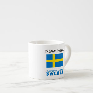 Tasse Expresso Suède et drapeau suédois avec votre nom
