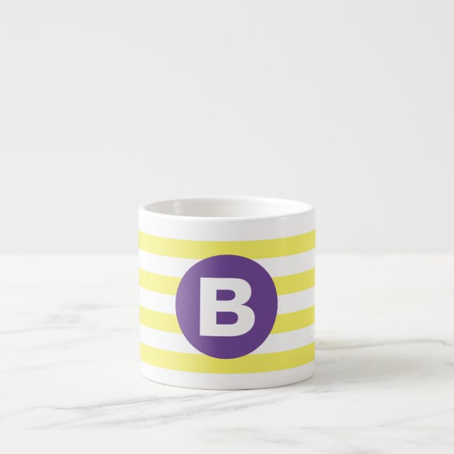 Tasse Expresso Sunny Yellow Striped Purple Monogram (Devant)