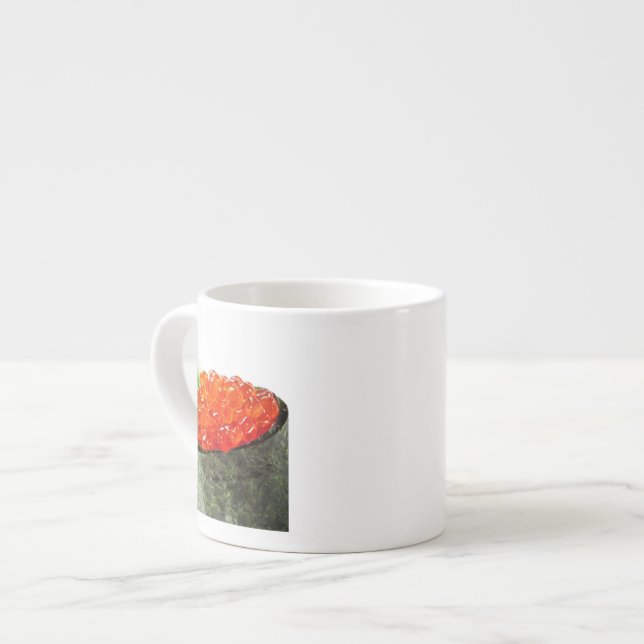 Tasse Expresso Sushi d'Ikura (oeufs de poisson saumonés) Gunkan (Devant gauche)