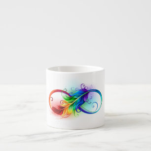 Tasse Expresso Symbole d'infini avec plume arc-en-ciel