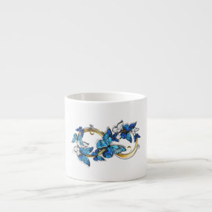 Tasse Expresso Symbole infini de papillons Morpho bleus