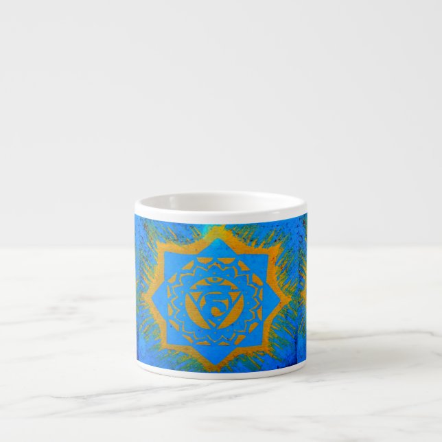 Tasse Expresso symbole tantrique or sur bleu (Devant)
