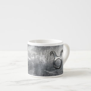 Tasse Expresso Symbole Taurus Zodiac Grunge Style Argent Distress