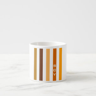 Tasse Expresso Tan Brown Orange Vertical Stripes Monogramme
