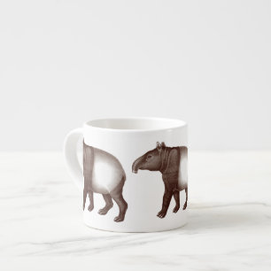 Tasse Expresso Tapir malais ou asiatique de la gravure antique