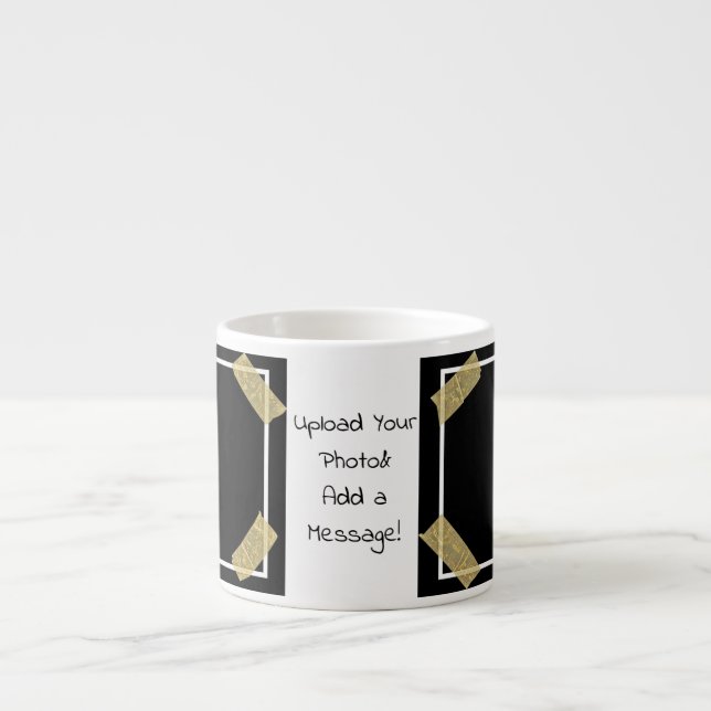 Tasse Expresso Télécharger et ajouter 2 photos avec message perso (Devant)