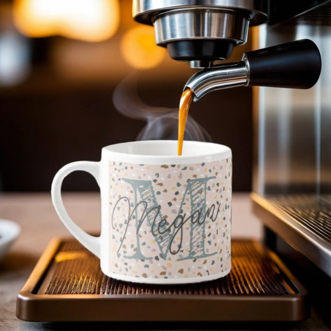 Tasse Expresso Terrazzo Monogramme Espresso Musique Personnalisée (Créateur téléchargé)
