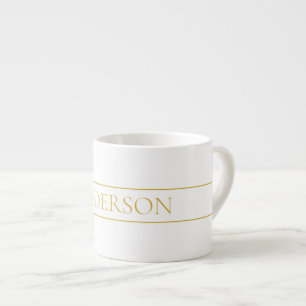Tasse Expresso Texte personnalisable simple et élégant   Or et bl