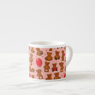 Tasse Expresso Texture avec le nounours, coeurs