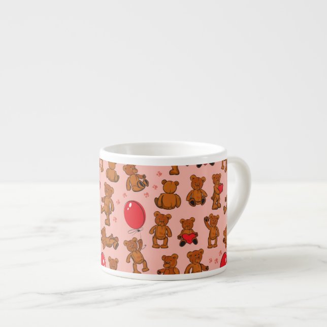 Tasse Expresso Texture avec le nounours, coeurs (Devant droit)