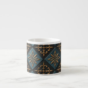 Tasse Expresso Texture de bronze avec motif de sculpture.