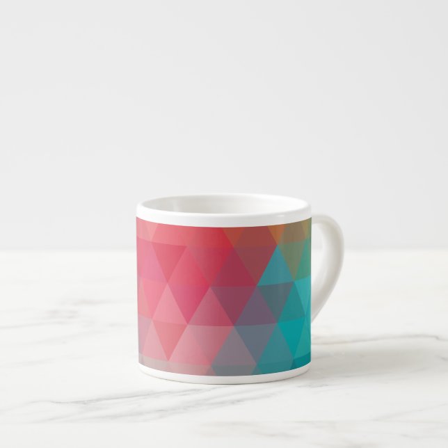 Tasse Expresso Tiangles géométrique turquoise bleu rouge (Devant droit)