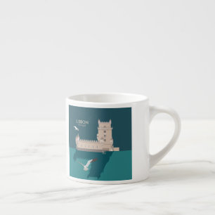 Tasse Expresso Tour de Belem de Lisbonne dans le style poster vin