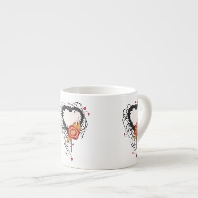 Tasse Expresso Tournesol du coeur noir (Devant droit)