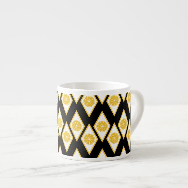 Tasse Expresso Tranches d'agrume dans le motif moderne de diamant (Devant droit)