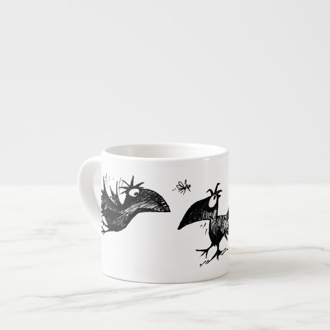 Tasse Expresso Trois corneilles noires drôles (Devant gauche)